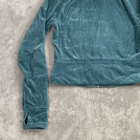 Lululemon Jacket Womens 10 Storm Teal Corduroy Full Zip Scuba Track Velvet Cord - Picture 10 of 12